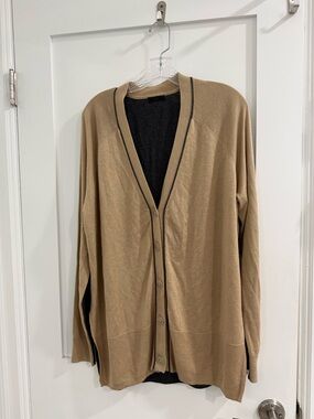 NWOT ATM Anthony Thomas Melillo tan + grey colorblock cardigan (good condition)